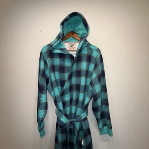 Lands End Serious Sweats Cotton Plaid Sherling Sherpa Lined Robe 3X (24w-26w) - Picture 1 of 8