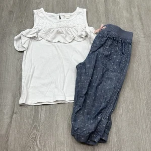 Girls 4/5 Summer Outfit Oshkosh Tank Top H&M Capri Pants - Picture 1 of 4