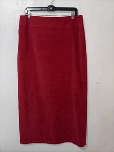 Cato Studio C Skirt Womens 12 Red Moleskin Look Straight Long Modest Dressy - Picture 1 of 7