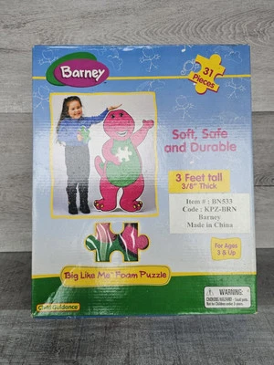 1998 Vintage Barney Big Like Me Foam Puzzle 3' Tall 31 pieces Berk COMPLETE - Image 1 of 4