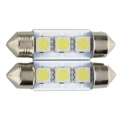 2x C5W 3 LED SMD 5050 36mm Xenon White Bulb plate  Festoons dome1162 - Image 1 of 3