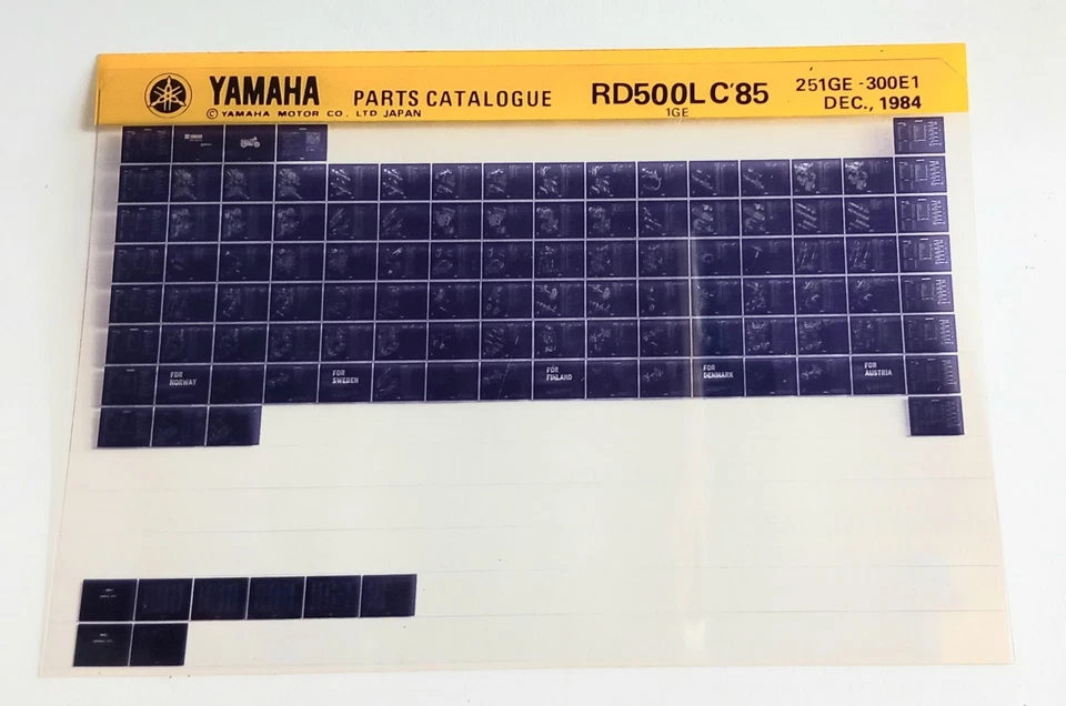 Yamaha RD 500 LC 1GE 85 Spare Parts List Microfiche (Dec 84) - Image 1 of 1