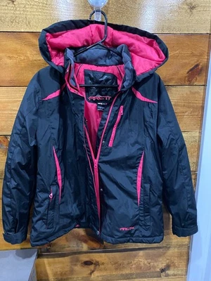 Arctix女式XL黑色和洋红色亮粉色蓬松冬季夹克外套连帽 — 第 1/4 张图片