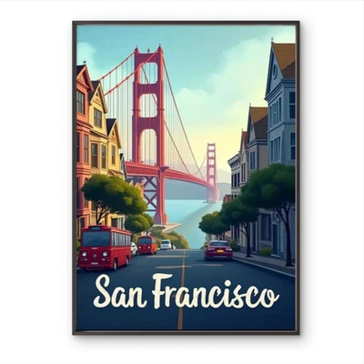San Francisco Golden Gate Bridge  Travel Poster Choose Your Size - Image 1 of 2