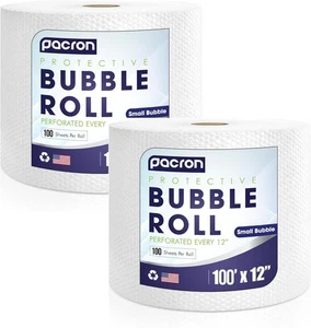 Protective Bubble Cushioning Roll Wrap -100FT x 12IN Clear, 3/16" (2 Pack) - Picture 1 of 6