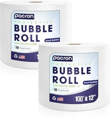 Protective Bubble Cushioning Roll Wrap -100FT x 12IN Clear, 3/16" (2 Pack) - Image 1 of 4