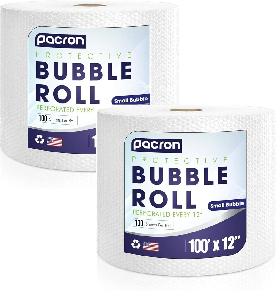 Protective Bubble Cushioning Roll Wrap -100FT x 12IN Clear, 3/16" (2 Pack) - Image 1 of 4
