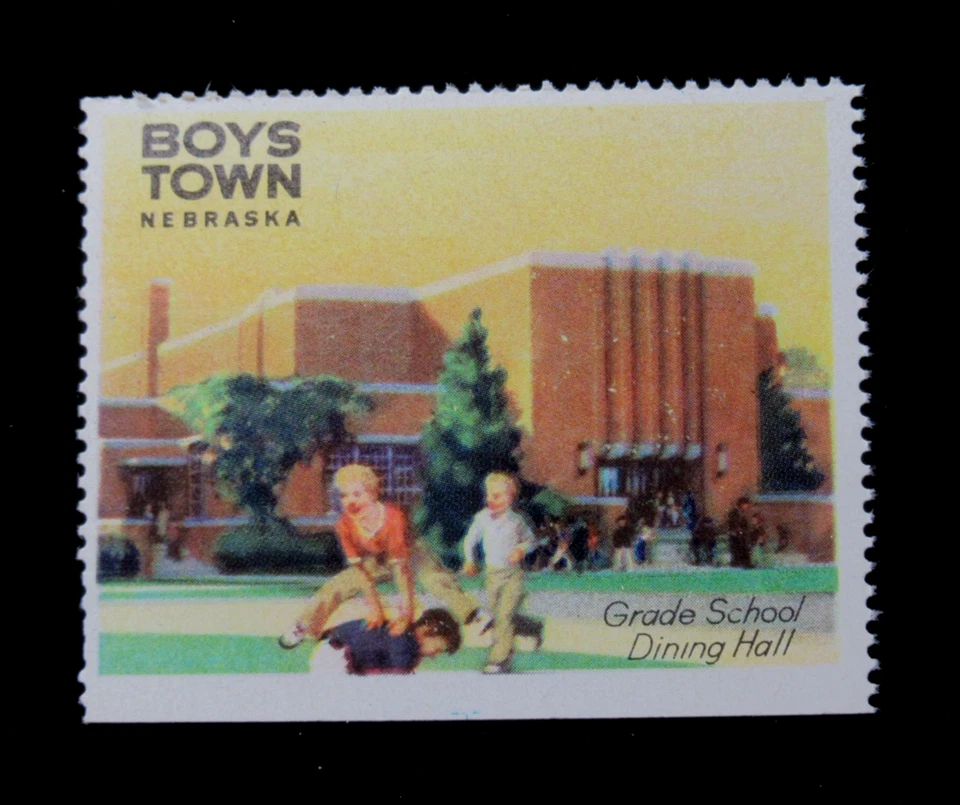 US Vintage Cinderella Stamp Boy Town Nebraska Grade School Dining Hall 1950s MNH - Image 1 of 2