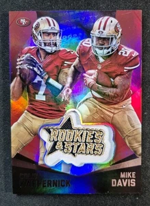 2015 Rookies & Stars Embroidered Longevity Colin Kaepernick Mike Davis Patch RC - Picture 1 of 2