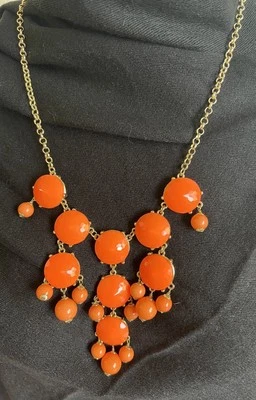 J.Crew Gold Tone Orange Bubble Iconic Beaded 23" Bib Necklace  - Image 1 of 4