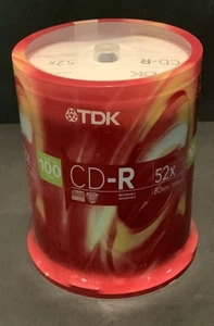TDK CD-R 52x 80 Min - 100 Pack - Sealed - Photo 1/5