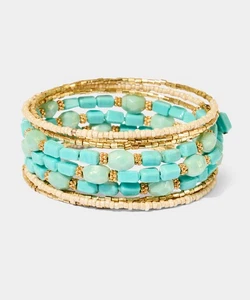 Joe Browns Women's Turquoise Beaded Spiral Bangle, Blue, One Size - Picture 1 of 3