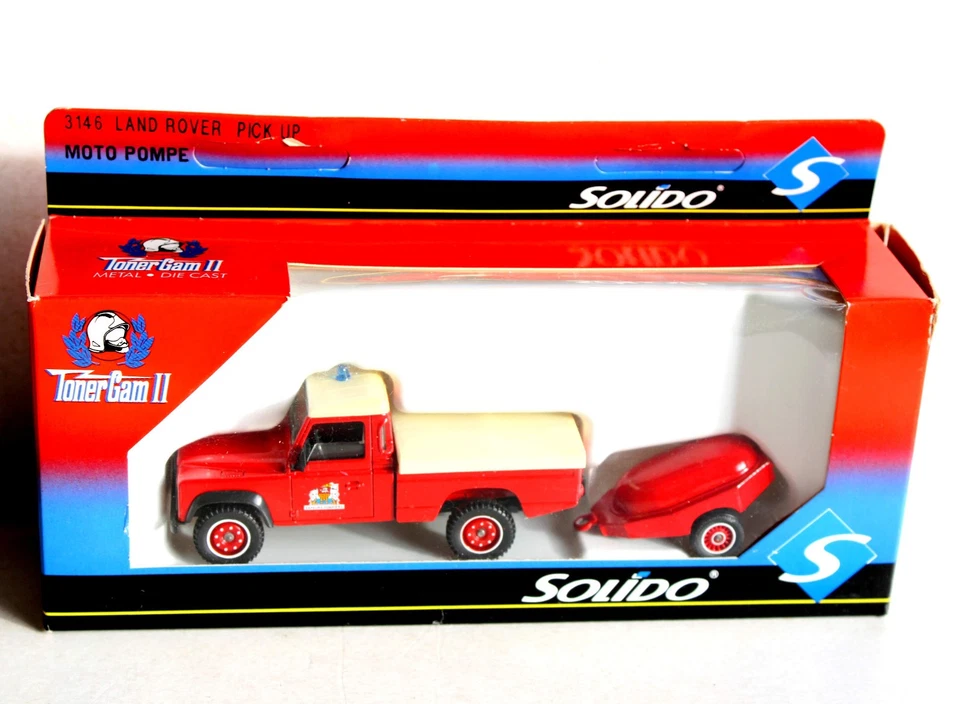 SOLIDO 1/43 MINIATURE SAPEUR POMPIER 3146 LAND ROVER PICK UP + MOTO POMPE SECOUR - Photo 1/1