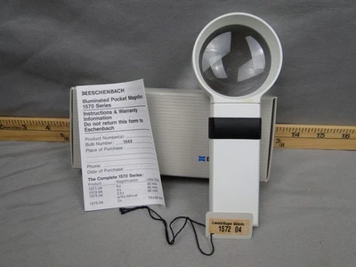 Lupa de bolsillo iluminada vintage Eschenbach 4x 60 mm 1572 nueva de stock Foto 1 de 4