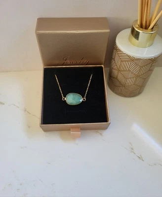 Collier "Émeraude" Fait Main En Pierre Naturelle Aventurine Et Acier Inoxydable  - Photo 1/4