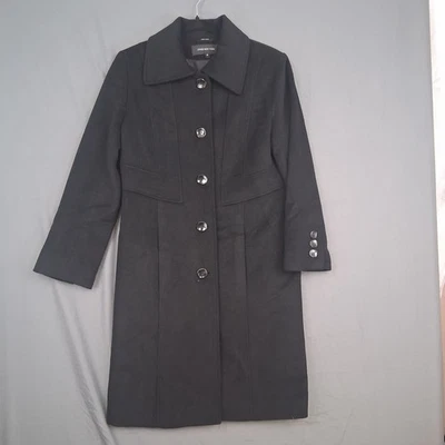 Abrigo Jones New York Mujer Negro Mezcla Lana Botón Frontal Talla 10 Foto 1 de 4