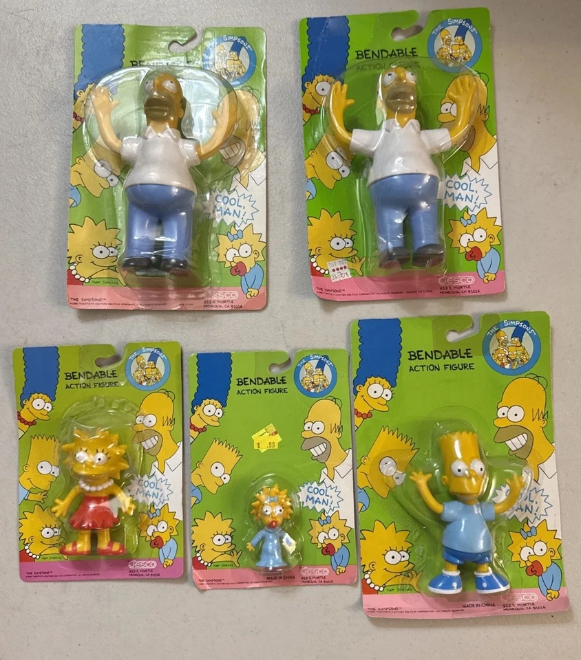 🔥Figuras dobráveis vintage 1990 Os Simpsons QUASE conjunto completo de cinco 🔥 - Imagem 1 de 4
