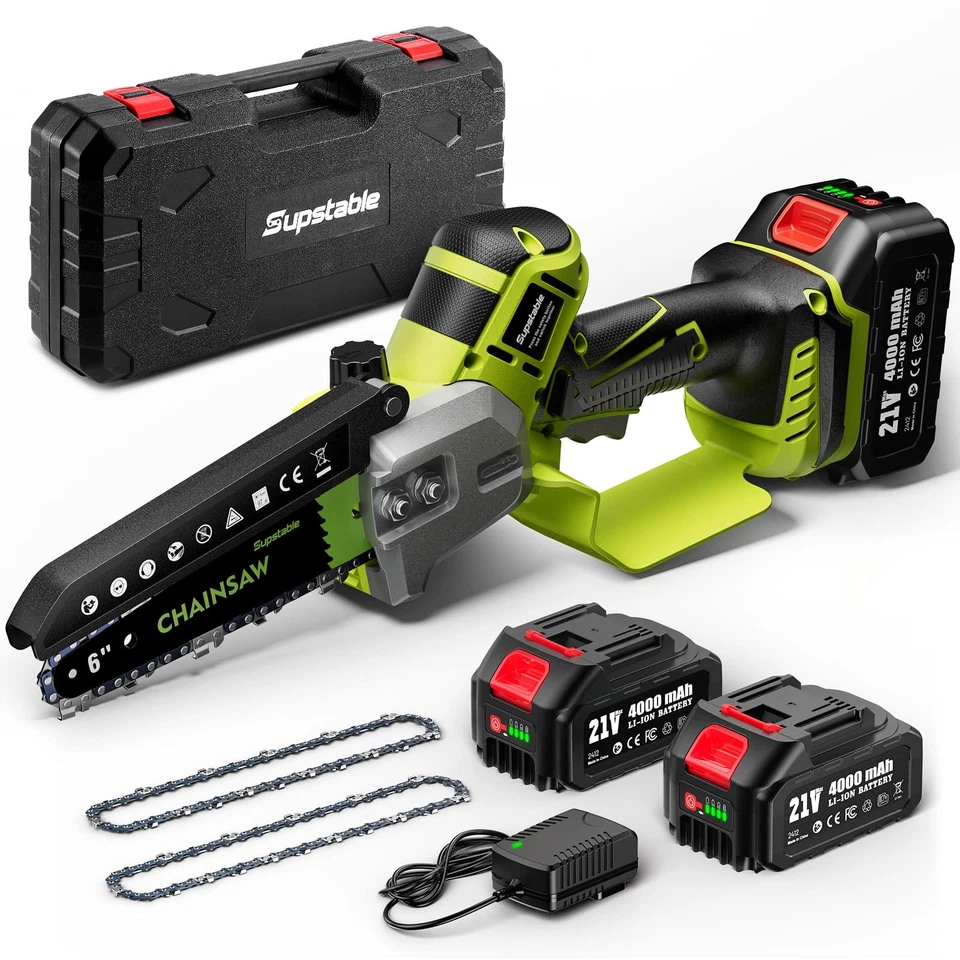 SUPSTABLE Mini Motosega A Batteria Da 6 Pollici 8000 mAh Lubrificazione Automatica Motore