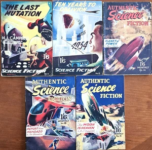 AUTHENTIC SCIENCE FICTION - 5 issues (1951) - #11, 12, 14-16 - British digest - Picture 1 of 7
