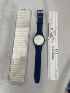 Swatch Blue SUON127 41mm Watch Green New Battery 2017 Case Certificate - Picture 1 of 9