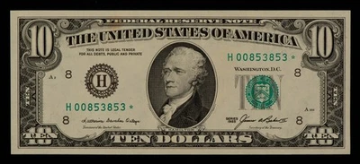 FR 2027-H* $10 1985 Federal Reserve Note US - Star Note - AU+/UNC - SKU-CA1877 - Image 1 of 2
