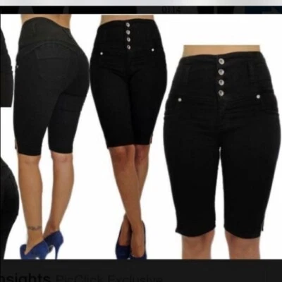 Bermudas Franka Levanta Cola Negras 4 Botones Talla 3 Nuevas Con Etiquetas Foto 1 de 2