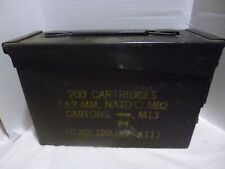 VTG Metal US Military Ammo Box 200 Cartridges 7.2 MM NATO M82 Empty
