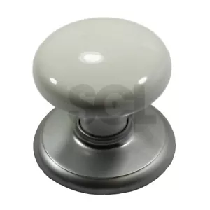 Nidus Door Knob CDFWHSC PAMRSC Corona Privacy Set White Satin Chrome w/ Latch - Picture 1 of 4
