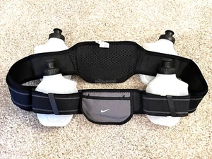 Nike Lightweight Hydration Reflective Belt w/ 4 Bottles & Zip Pockets - BLACK - Picture 1 of 1