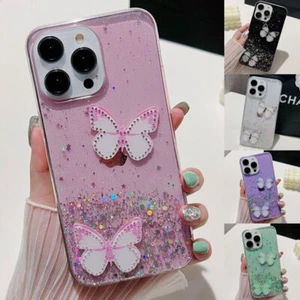 Glitter Butterfly Clear Soft TPU Case Cover For Samsung S25 Ultra S24 S23 S20 FE - Picture 1 of 18