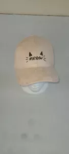 Meow Hat Adjustable Strapback Faux Suede Pinkish In Color - Picture 1 of 6