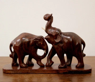 Estatua de elefante vintage hogar oficina decoración interior escultura madera artesanías Foto 1 de 4
