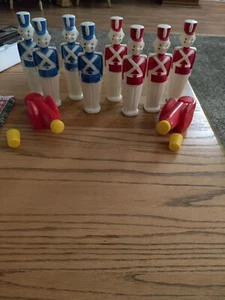 Vintage 8" blowmold mini toy soldier (14 pc)& cannons read DESC - Picture 1 of 16