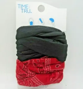 Time & Tru Women's Head Wrap Multifunctional 2 Pack Face Covering Solid & Print - Picture 1 of 3