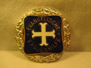 Große Anstecknadel Ehrennadel Evangelische Frauenhilfe alt Klerikal Kirche Email - Bild 1 von 8