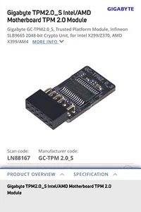 NEU | Gigabyte TPM2.0_S Intel/AMD Mainboard TPM 2.0 Modul - Bild 1 von 1
