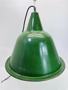 Alte XXL Fabriklampe Emaille Lampe Grün Industrielampe Industrial Vintage #8122 - Bild 1 von 10