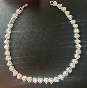 Ariana Grande x Swarovski Tennis Necklace, Heart, White, Rhodium Plated - Picture 1 of 4
