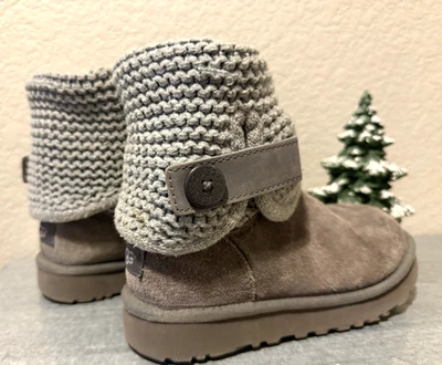 Botas de punto UGG Shaina para mujer talla 5 gris puño con botones gamuza invierno 1012534 Foto 1 de 4