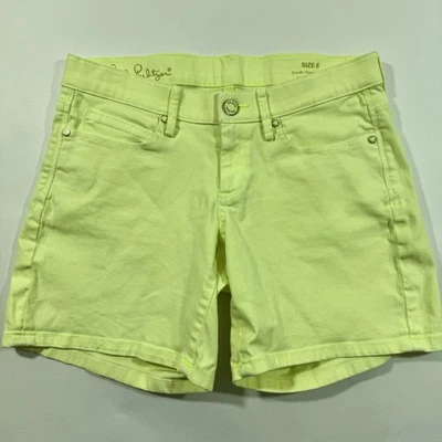 Lilly Pulitzer South Ocean Shorts Size 6 Neon Yellow Green Denim - Image 1 of 4