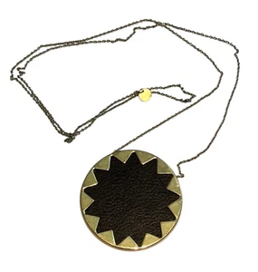 House of Harlow Halskette goldfarben & schwarz Leder Sunburst - Bild 1 von 5