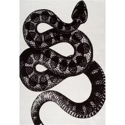 Tapete de área interna Thomas Paul Serpent preto e branco capacho 3 pés X 5 pés - Imagem 1 de 4