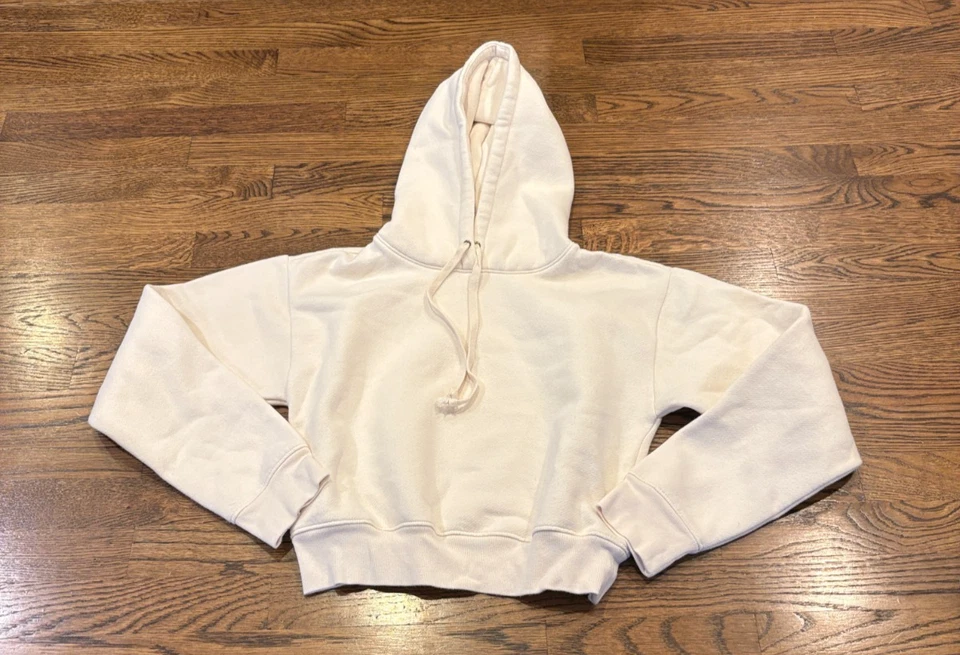 J. Crew Cropped Crema Sudadera con Capucha, S, Usada en Excelente Condición, Acogedora, Foto 1 de 1