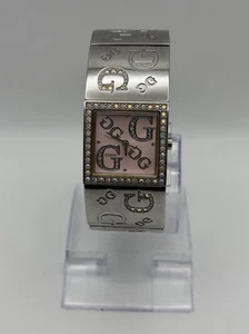 Guess Pave 686136L Ladies Silver Tone Square Pink Dial Wrist Watch - Picture 1 of 9