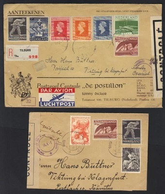 PAÍSES BAJOS AÑOS 40 DOS TIEMPOS DE GUERRA CUBRE UNO REGISTRADO TILBURG Y AMBOS CENSURADOS Foto 1 de 2