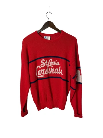 ST. LOUIS CARDINALS vtg crewneck L sweater MLB baseball Cliff Engle 1980s Cover