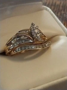Set 2 anelli vintage 0,50 ctw diamanti oro giallo 10 carati misura 6,75 JS604MNS BELLI🌹 - Foto 1 di 8