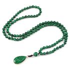 Colliers perles pierre de malachite naturelle faits main bracelets 108 prière Mala
