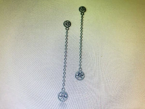 silver dangle/drop earrings with lab created diamonds - Picture 1 of 2
