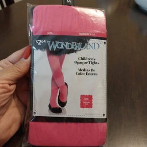 Pink / Hot Pink / Solid Children's Opaque Tights Medium 7-10 1pair Wonderland - Picture 1 of 7